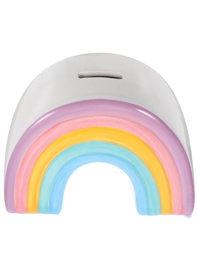 IMIKEYA Piggy Bank: صندوق نقود من السيراميك بتصميم قوس قزح، صندوق نقود مزخرف، صندوق نقود موفر، صندوق تخزين للأطفال، ديكور حفلات الزفاف والمنزل والحضانة - Image 1
