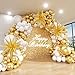 ADOINBY White and Gold Balloon Arch Kit 146Pcs Explosion Star White Metallic Gold Latex Balloon Garland kit 22 18 12 10 5 Inch Different Size Balloons for Anniversary Birthday Engagements Party Decorations - Image 3