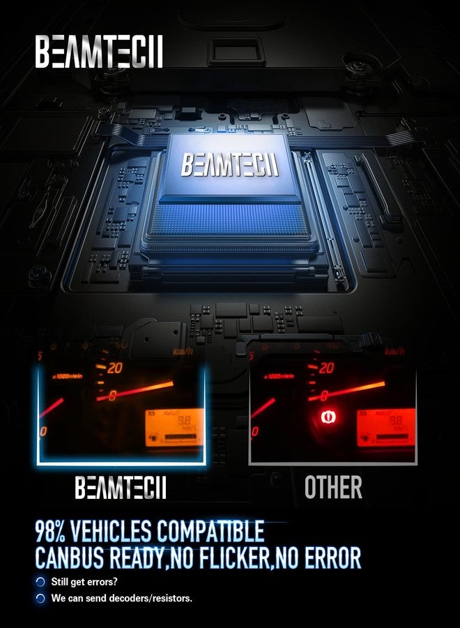 BEAMTECH مجموعة مصابيح BEAMTECH 9005 H11، مصابيح ضباب بدون مروحة من سلسلة S1، لون أبيض زينون 6500 كلفن، HB3 H8 H9، 4 مصابيح - Image 5