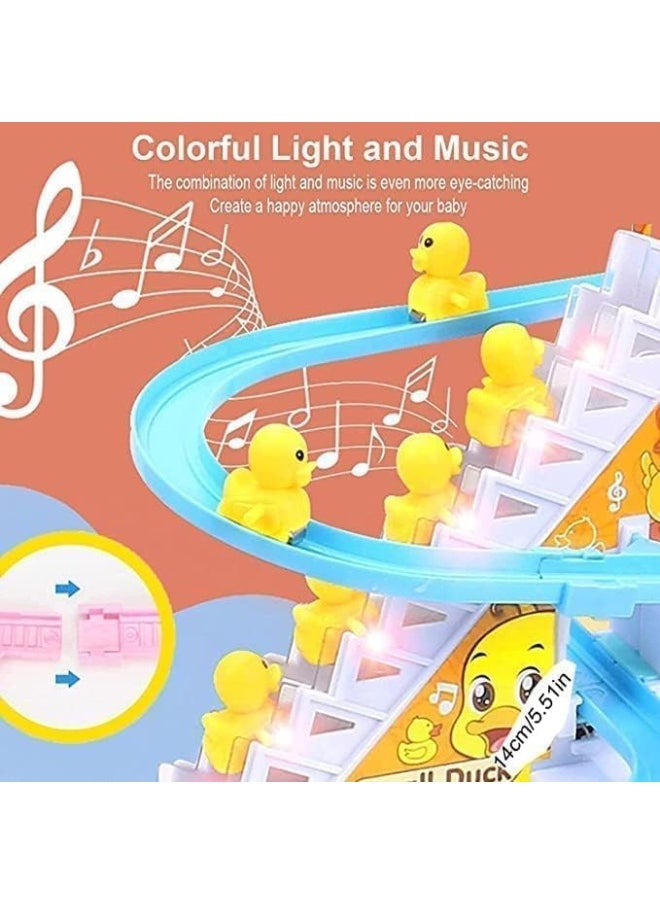 Spaceshoop Climbing Ducklings Cartoon Race Track Set Little Lovely Duck Slide Escalator Toy with Lights and Music (3 Pcs Duck Slide Toy)  - Image 5