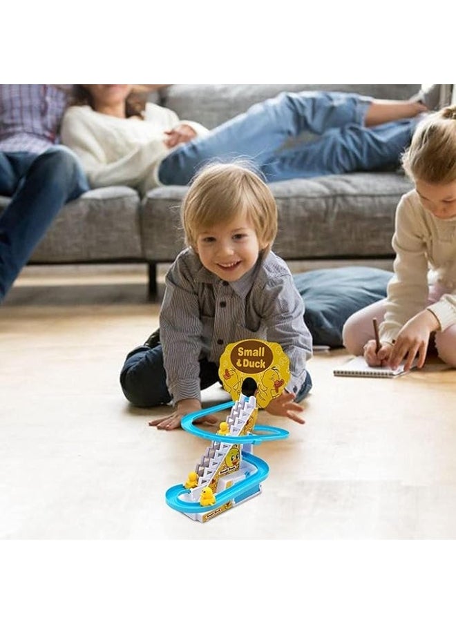 Climbing Ducklings Cartoon Race Track Set Little Lovely Duck Slide Escalator Toy with Lights and Music (3 Pcs Duck Slide Toy)