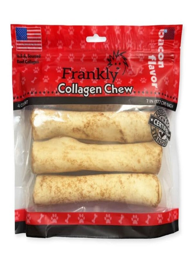 Frankly Pet Original Bacon Flavored Rawhide Free Chews, Natural Pet Collagen Rolls, Safe for Dogs, Long Lasting Retriever Rolls, Made in USA, 7" Sticks, 4 Count (8753) - Image 1