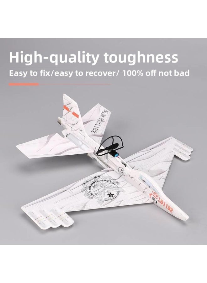 null - Electric Hand Throwing Foam Model Airplane Drop-Resistant Assembled Handmade Double Wings Slow Flying Small Gliding Touch Children's Paper Plane Toy-Color:Diy Su 35-red-fighter With Led Light-Specifications:Official Standard - Image 1