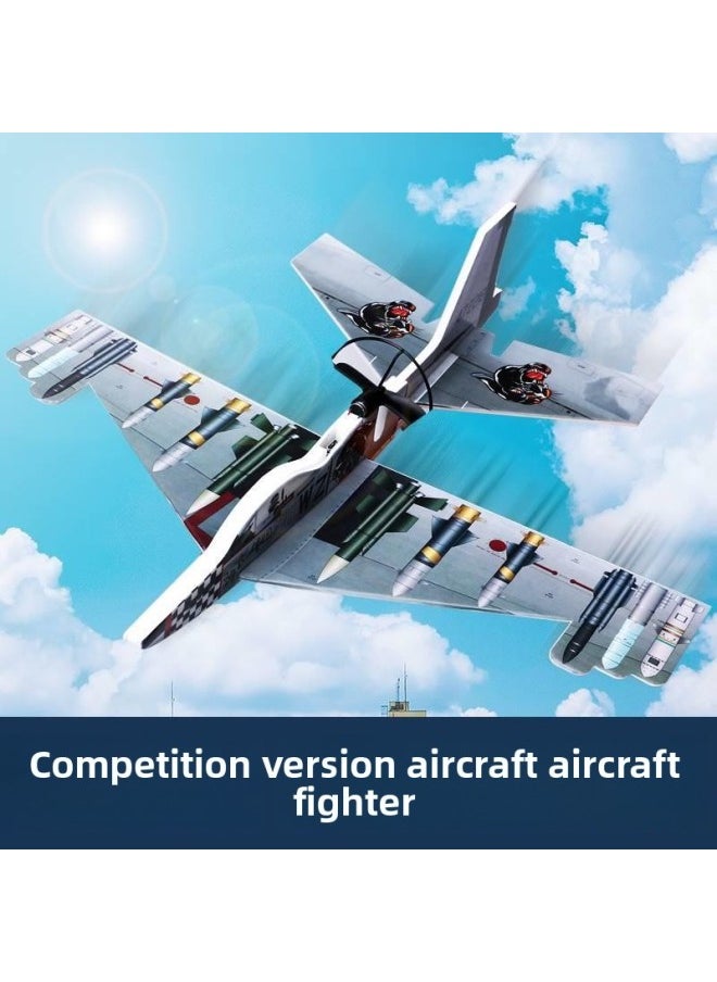 null - Electric Hand Throwing Foam Model Airplane Drop-Resistant Assembled Handmade Double Wings Slow Flying Small Gliding Touch Children's Paper Plane Toy-Color:Diy Su 35-red-fighter With Led Light-Specifications:Official Standard - Image 1