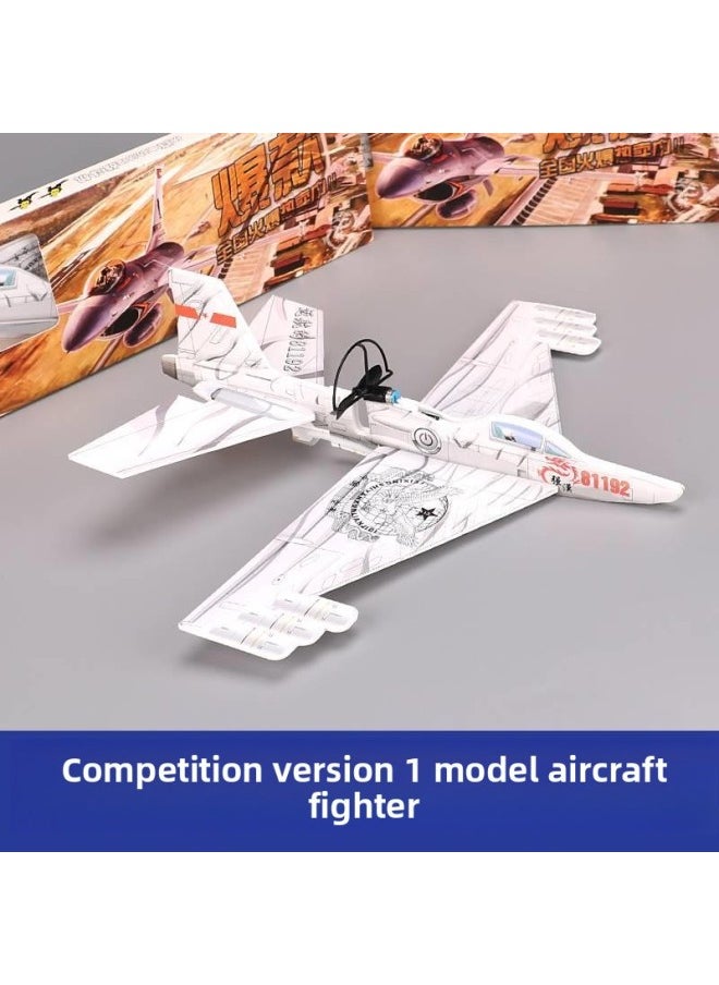 null - Electric Hand Throwing Foam Model Airplane Drop-Resistant Assembled Handmade Double Wings Slow Flying Small Gliding Touch Children's Paper Plane Toy-Color:Diy Su 35-red-fighter With Led Light-Specifications:Official Standard - Image 1