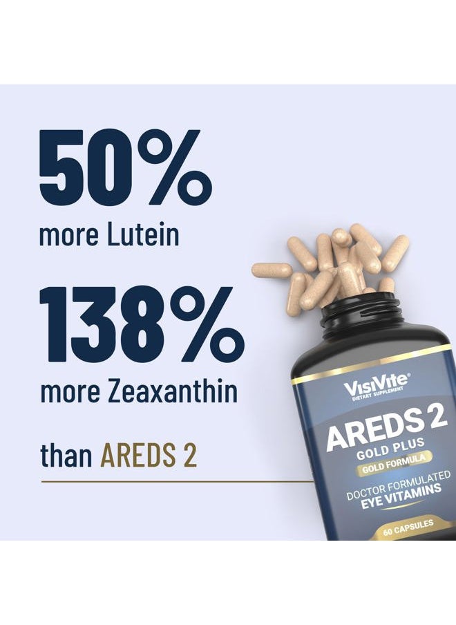 VisiVite Doctor Formulated AREDS 2 Plus Eye Vitamins with Zeaxanthin Plus Lutein - Bilberry and Grape Seed Extract - Premium Eye Health Formula - 60 Eye Supplement Capsules of VisiVite Gold Plus  - Image 3