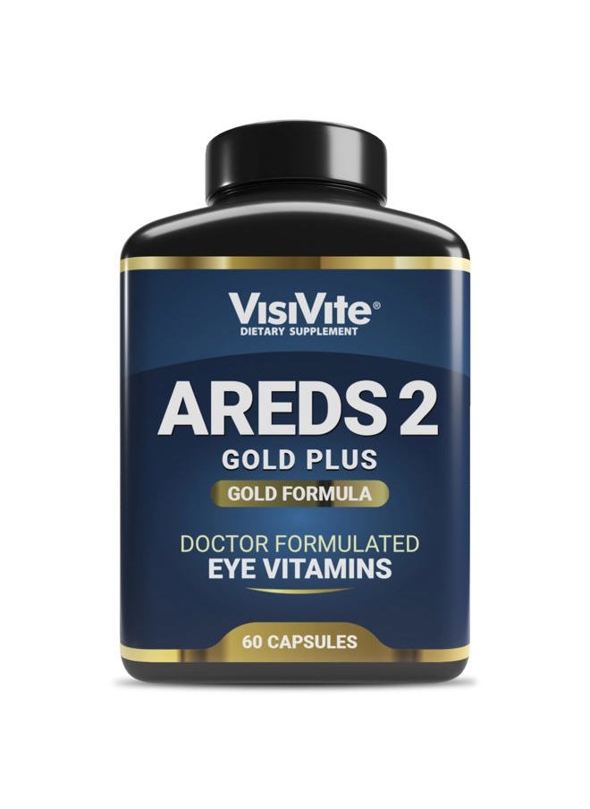 VisiVite Doctor Formulated AREDS 2 Plus Eye Vitamins with Zeaxanthin Plus Lutein - Bilberry and Grape Seed Extract - Premium Eye Health Formula - 60 Eye Supplement Capsules of VisiVite Gold Plus  - Image 1