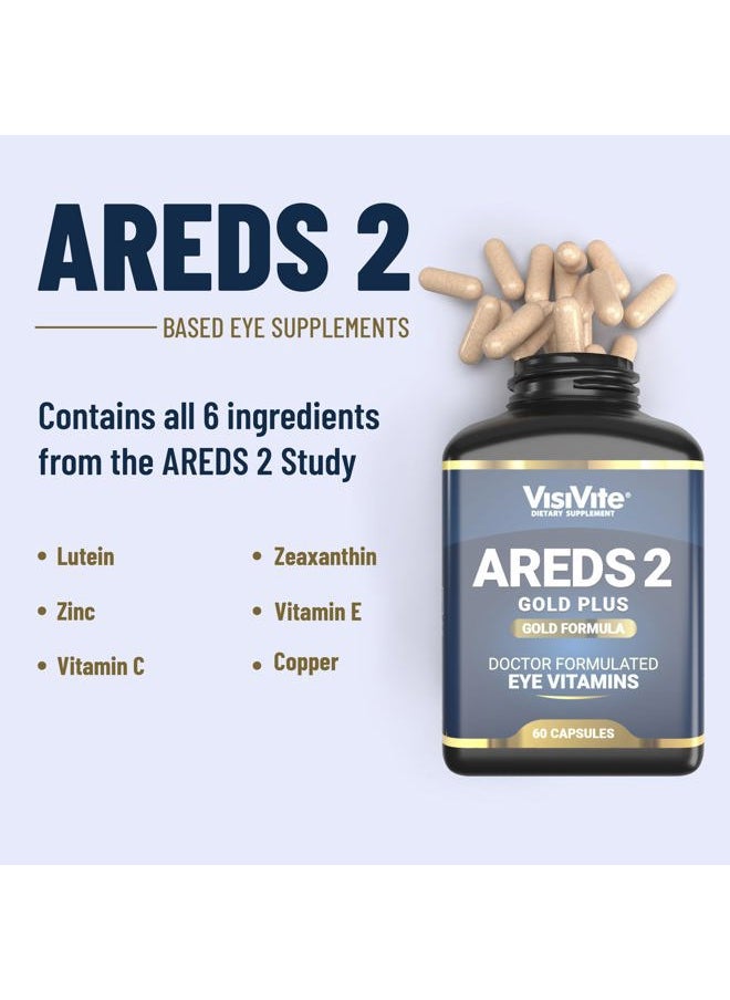 VisiVite Doctor Formulated AREDS 2 Plus Eye Vitamins with Zeaxanthin Plus Lutein - Bilberry and Grape Seed Extract - Premium Eye Health Formula - 60 Eye Supplement Capsules of VisiVite Gold Plus  - Image 2