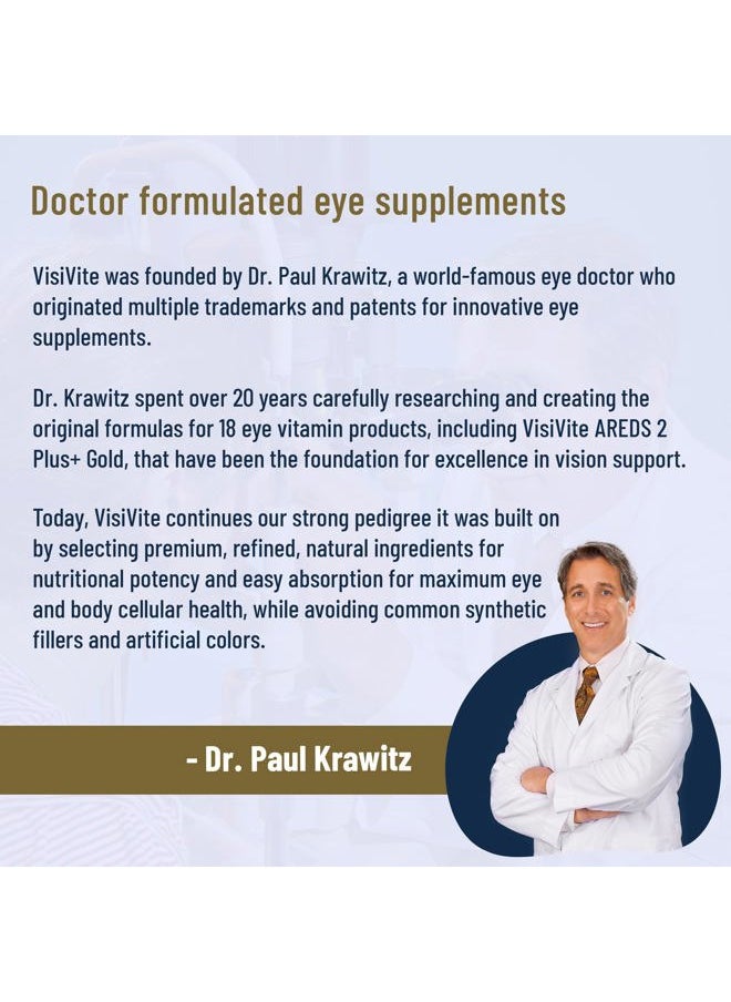 VisiVite Doctor Formulated AREDS 2 Plus Eye Vitamins with Zeaxanthin Plus Lutein - Bilberry and Grape Seed Extract - Premium Eye Health Formula - 60 Eye Supplement Capsules of VisiVite Gold Plus  - Image 5
