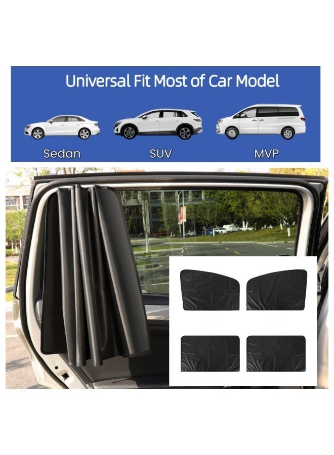 Universal Magnetic Car Window Sun Shade 4-Piece Set – Strong 10 Magnets Per Panel, Nano Black-Coated Fabric UPF50+, Foldable & Fits All Cars - Image 1
