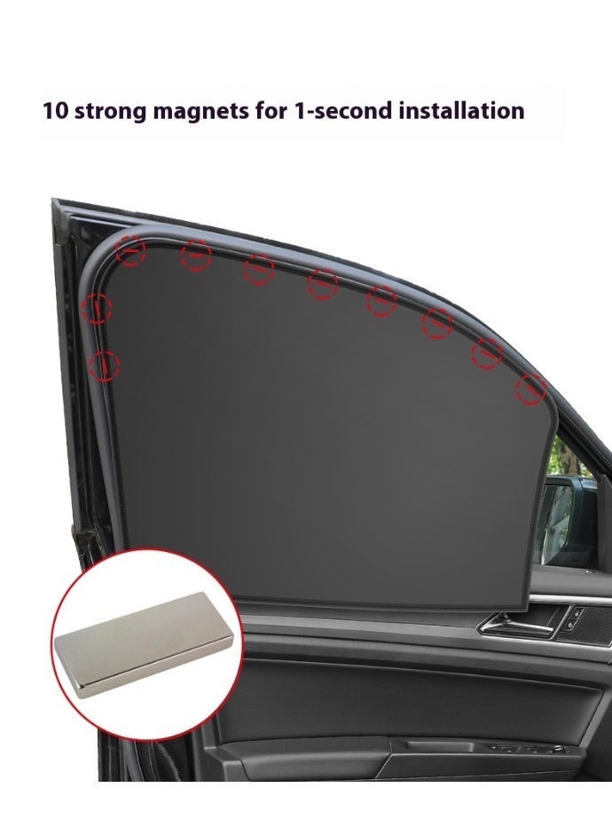 Universal Magnetic Car Window Sun Shade 4-Piece Set – Strong 10 Magnets Per Panel, Nano Black-Coated Fabric UPF50+, Foldable & Fits All Cars - Image 2