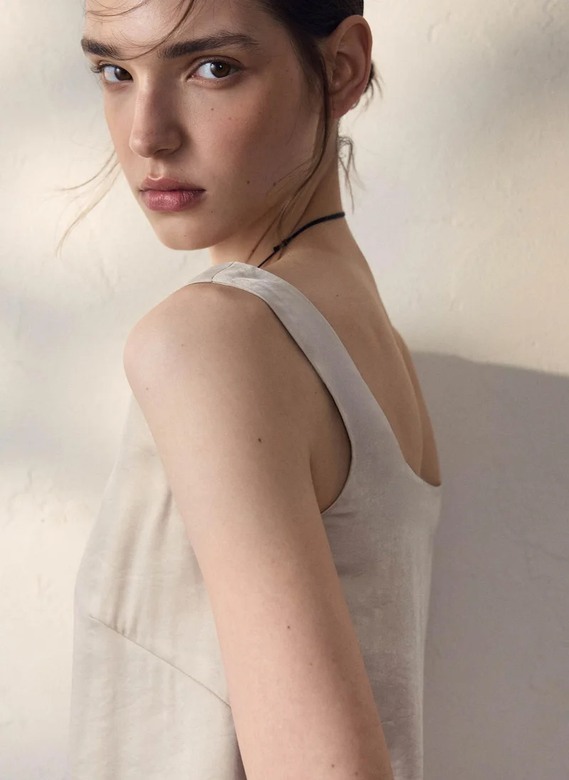 Lichi  Viscose top with asymmetrical hem for Women | Best Price UAE