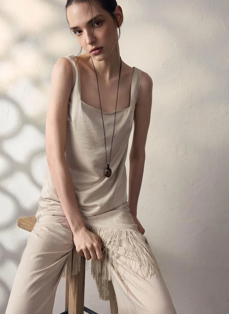 Lichi  Viscose top with asymmetrical hem for Women | Best Price UAE