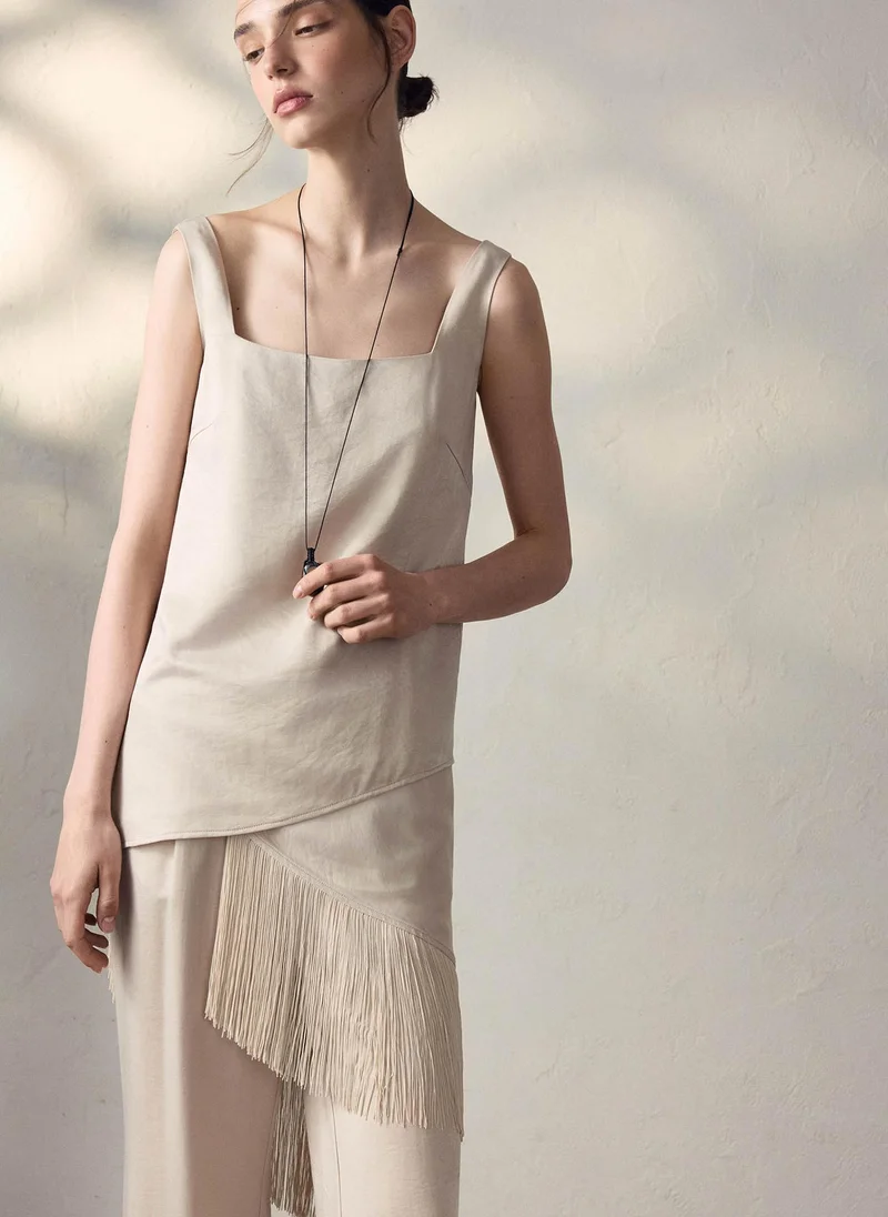 Lichi  Viscose top with asymmetrical hem for Women | Best Price UAE