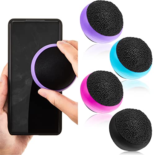 Suclain 4 Pack Christmas Halloween Gift Touch Screen Cleaner Balls Phone Cleaning Ball Microfiber Touch Car Screen Glass Cleaner for Computer Laptop Phone Monitor(Black, Blue, Rose Red, Purple) - Image 1