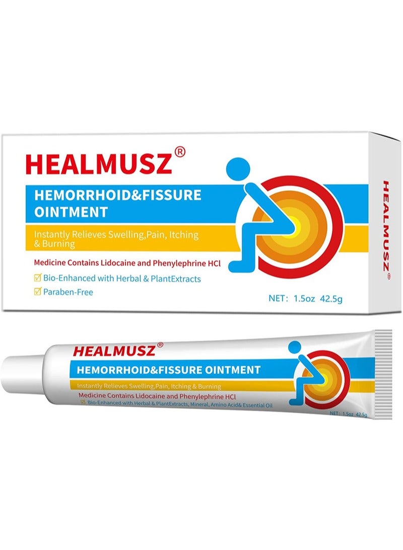 HEALMUSZ Fast Relief Hemorrhoid Cream,Fast Relief of Pain, Swelling, Discomfort and Itching (1.5 oz)  - Image 1