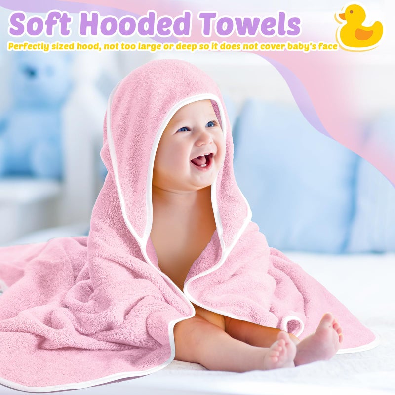 Reginary 4 Pack Baby Hooded Towels Coral Fleece Baby Bath Towels 30 x 30 Inch Soft Absorbent Hooded Bath Blanket for Newborn Toddler Infant Boy Girl Shower Gift Supplies (Pink, Purple, Yellow, Beige) - Image 4