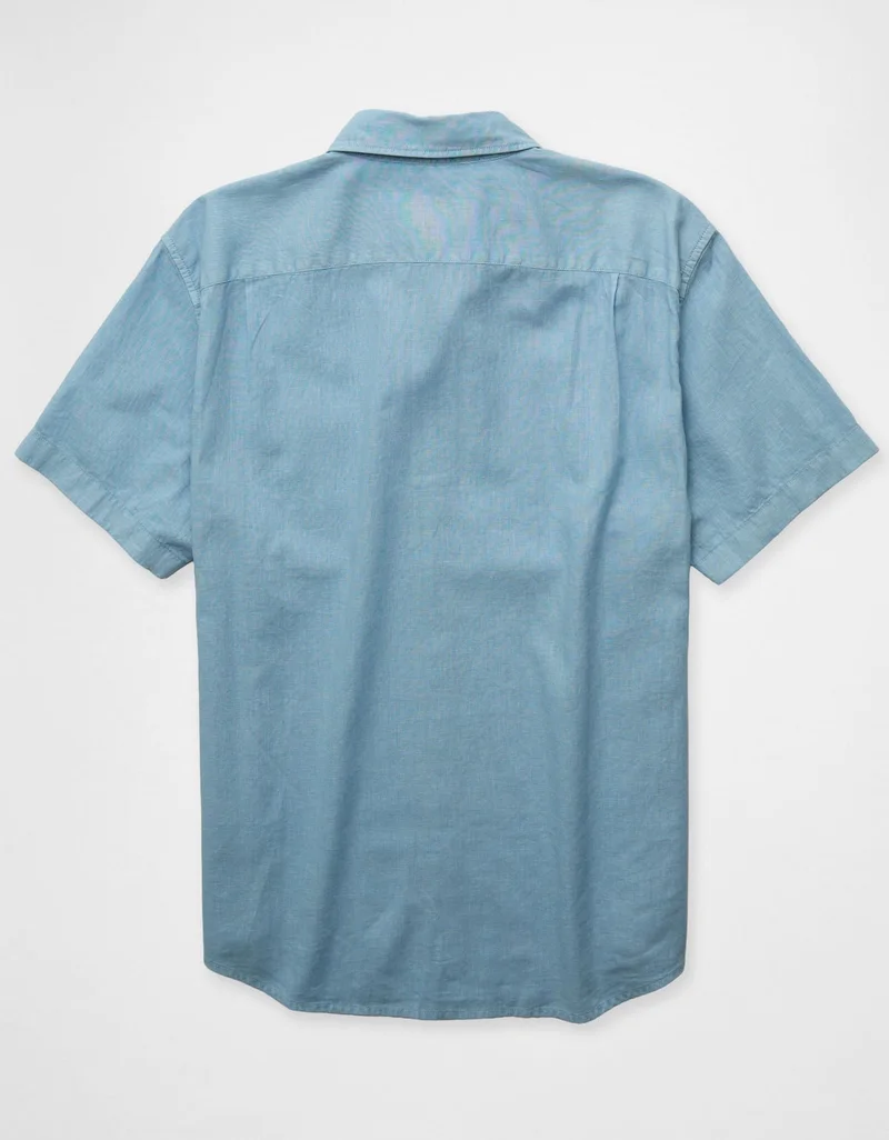 American Eagle  AE Linen-Blend Short-Sleeve Button-Up Shirt for Men | Best Price UAE