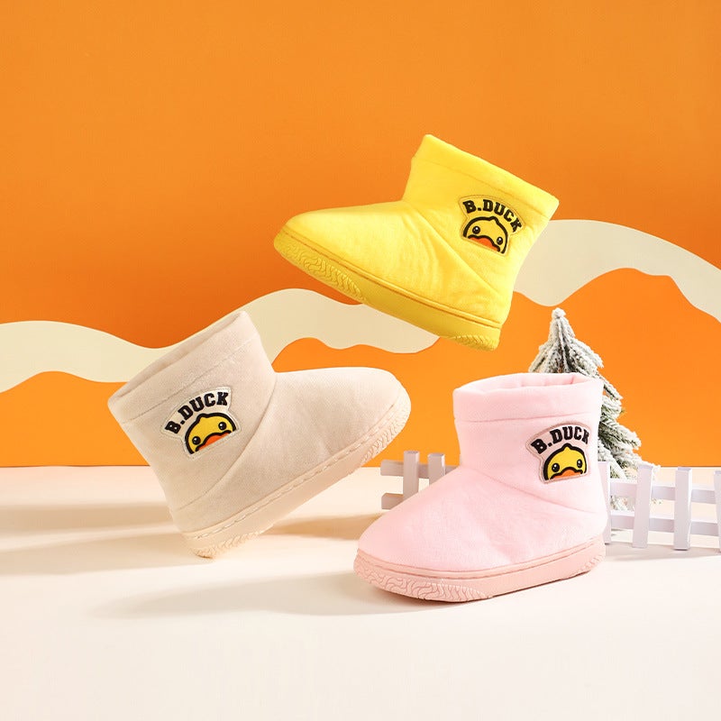 B.Duck Little Yellow Duck Children'S Shoes Children'S Cotton Shoes Winter New Boys Baby Shoes Indoor Warm Non-Slip Cotton Boots Tide - Image 2