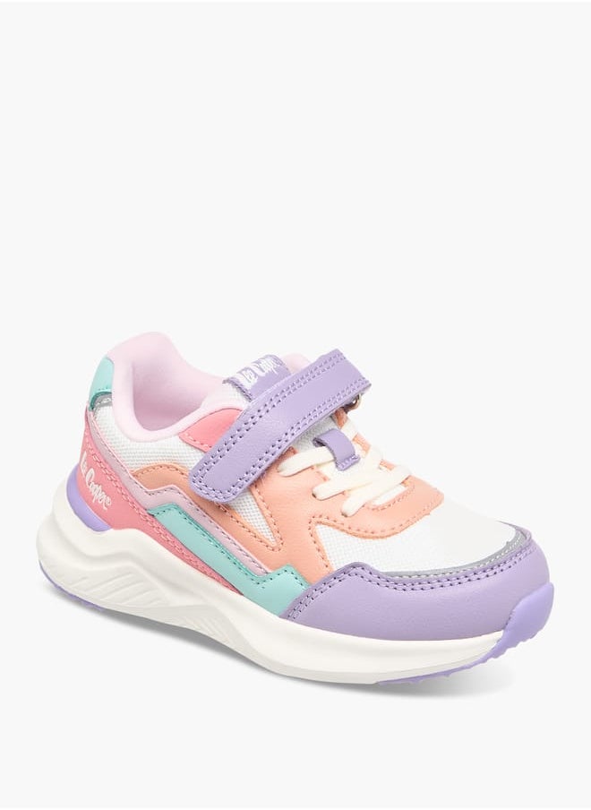 Lee Cooper Girls' Panelled Sneakers with Hook and Loop Closure  - Image 1