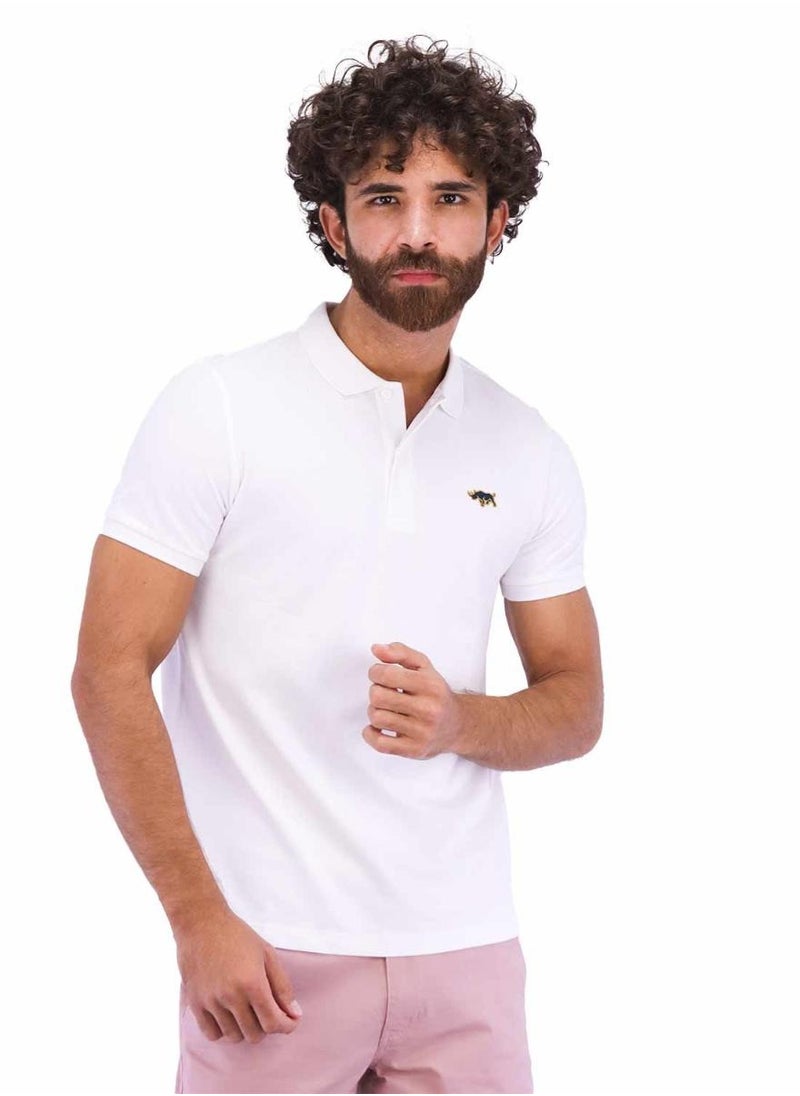 GIORDANO - Men's Embroidery Solid Polo - White - Image 1