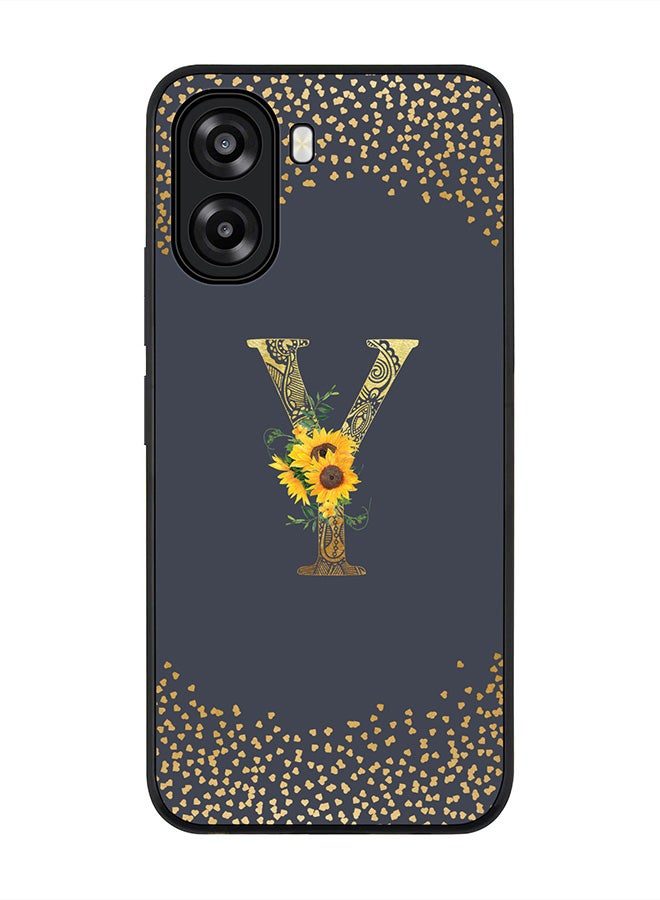 Stylizedd For Oppo A6x 5G / A6x 4G Case,Slim fit Camera Protection, Shockproof Thin Phone cover  - Custom Floral Monogram - Y  (Grey ) - Image 1