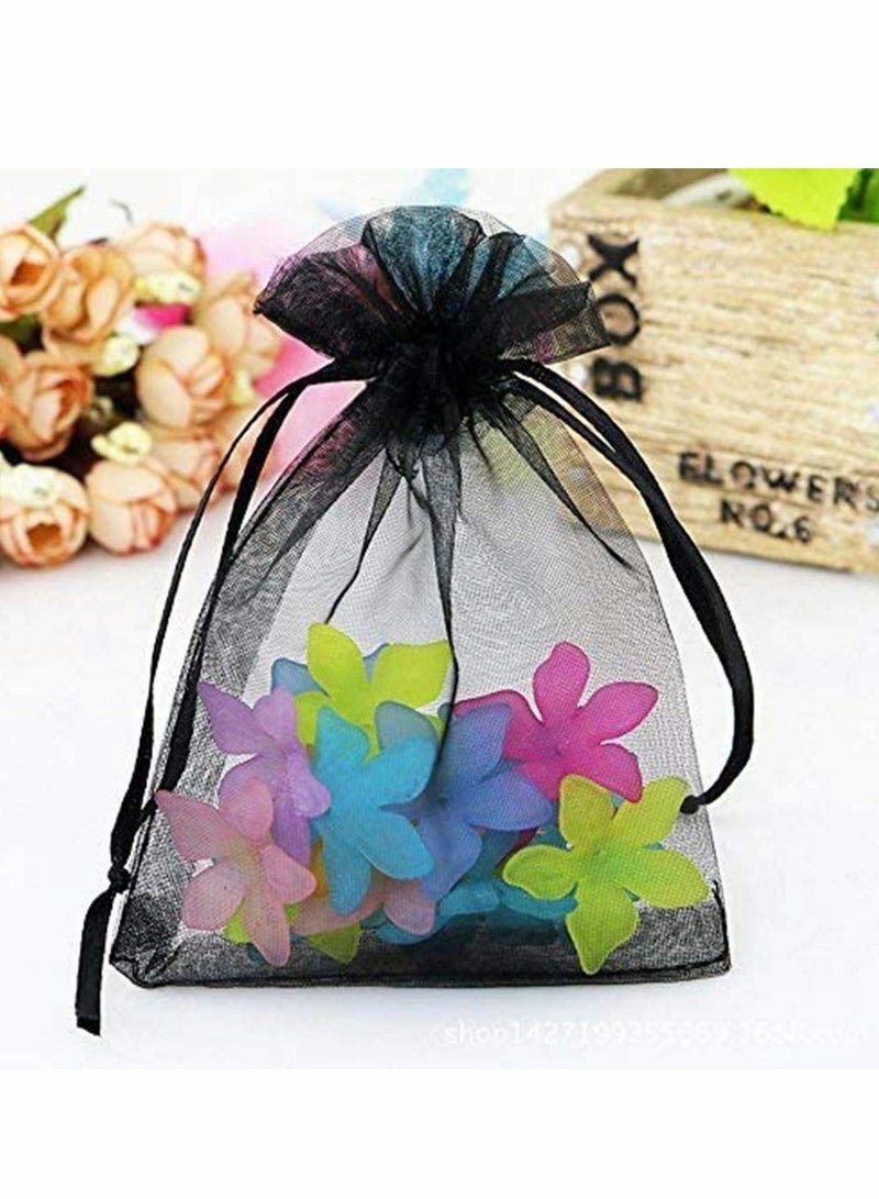 Excefore 100pcs Black Organza Jewellery Bags with Drawstring  Little Gift Pouches Candy for Party Favor Holiday Jewelry - Image 4