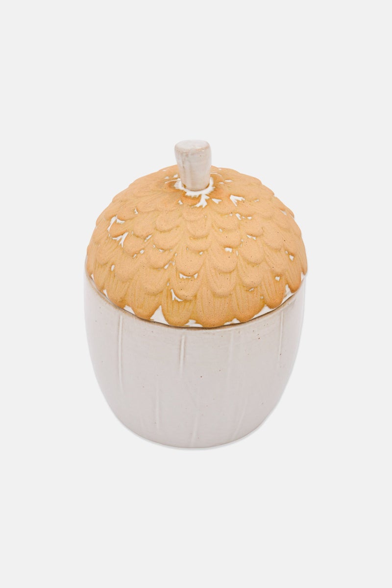 Muy Mucho Stoneware Acorn Storage Jar With Lid, Natural - Image 3