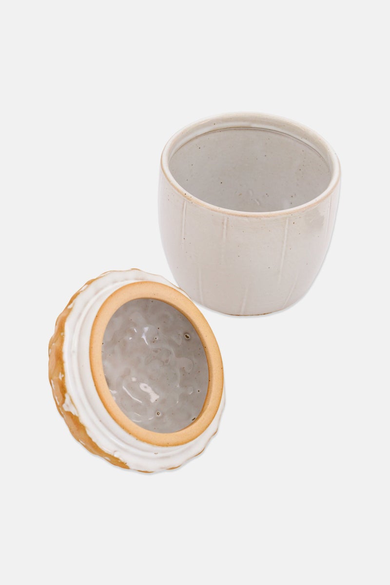 Muy Mucho Stoneware Acorn Storage Jar With Lid, Natural - Image 2