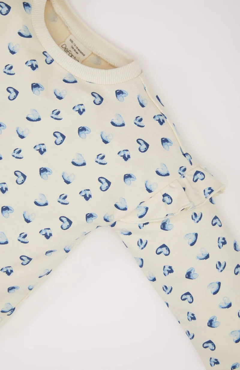 ديفاكتو Baby Girl Crew Neck Heart Patterned Sweatshirt