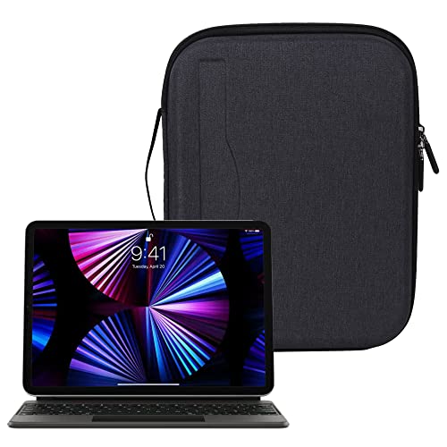GadgetBite iPad Bag Carry Case EVA Hard Shell Travel Bag Double Layer Gadget Organizer Case Portable Zippered Pouch Protective Cover for iPad Pro Mini 11 inch Samsung Tablet Charger PowerBank - Grey - Image 2
