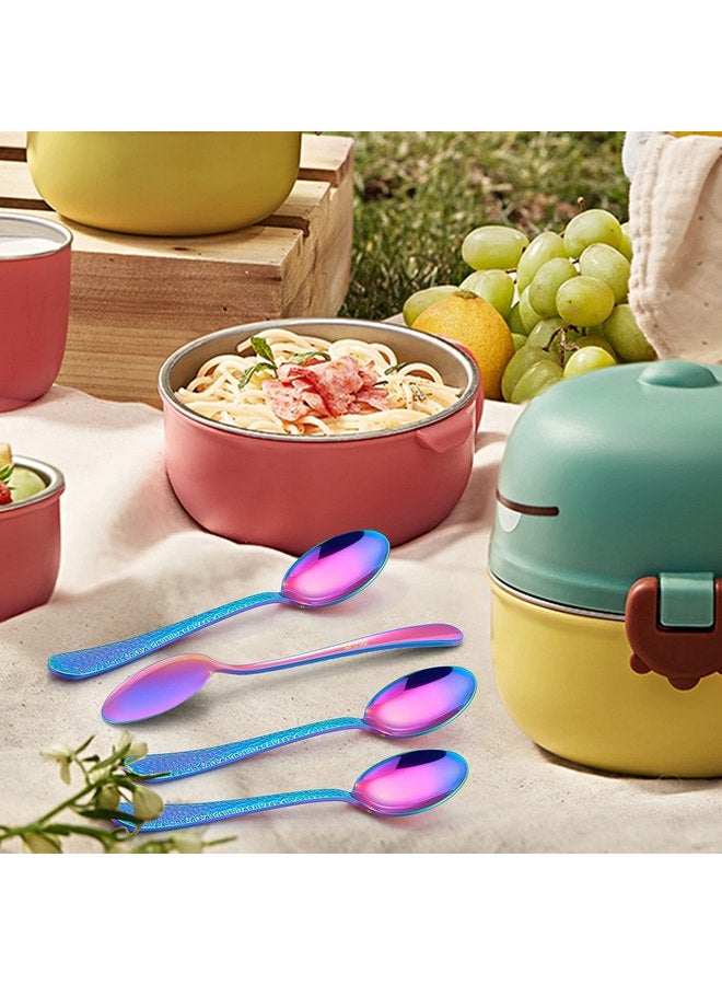 LIANYU 9 Pieces Rainbow Children Stainless Steel Spoon, Cute Kids Toddler Spoons, Children Silverware Flatware Set, Kids Children Cutlery Set, Small Kid Utensil for Self Feeding - Image 2