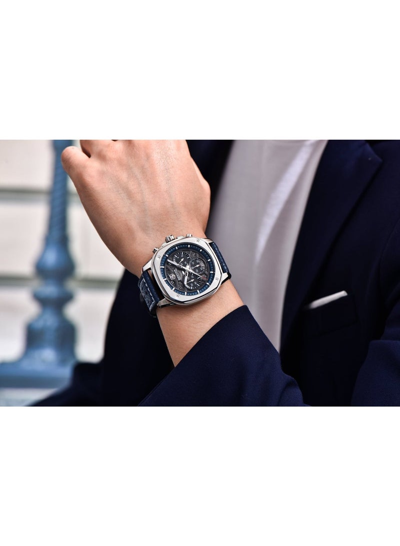 BENYAR Watches for Men Luxury Quartz Water Resistant Watch Men's Chronograph Genuine Leather Strap - Image 2