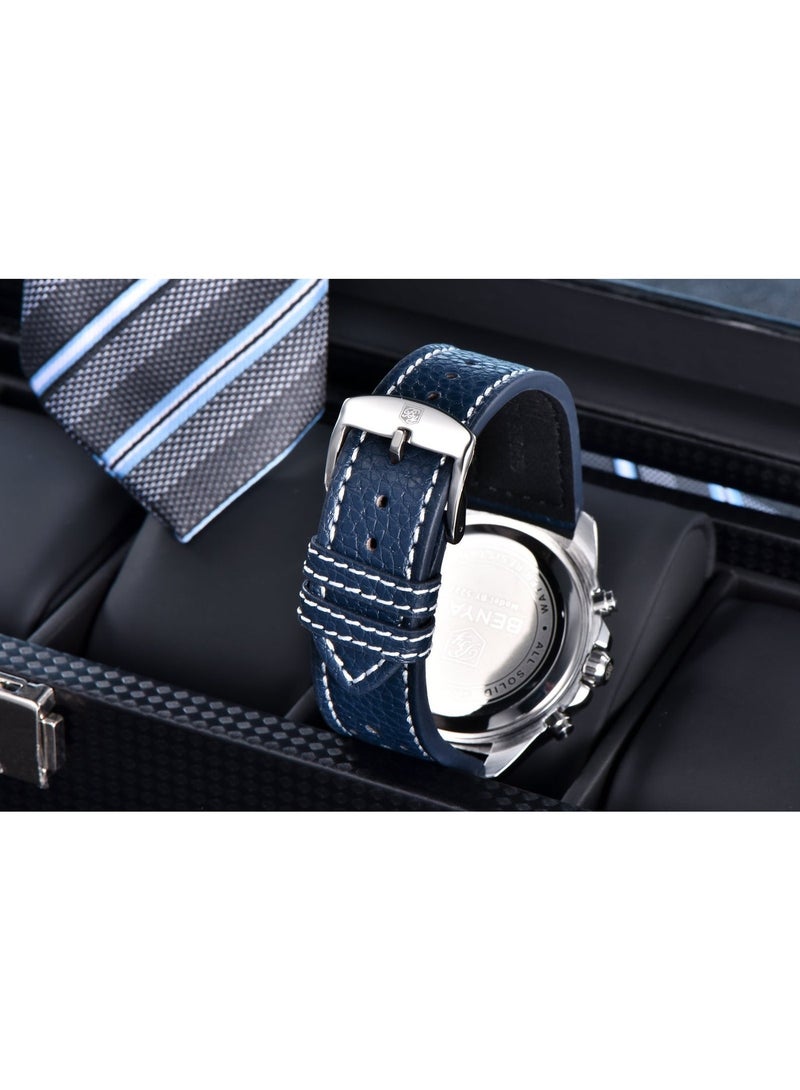 BENYAR Watches for Men Luxury Quartz Water Resistant Watch Men's Chronograph Genuine Leather Strap - Image 5