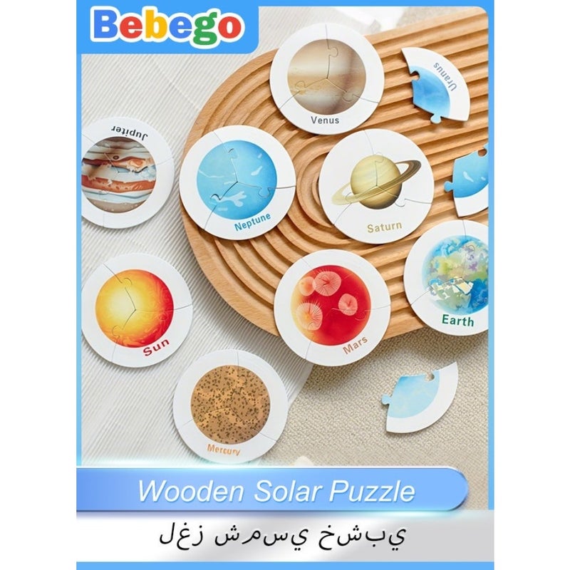 27PCS Wooden Solar Puzzle Toy Space System Themed for Preschool Learning Activities Planets Educational Toys Classroom Christmas Holiday Gift for Boys Girls - Image 1