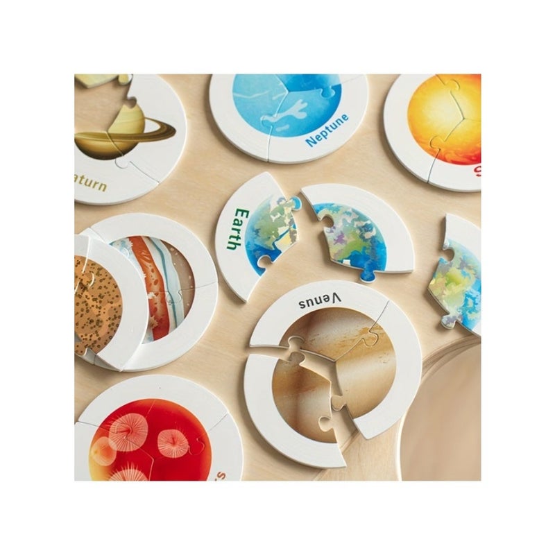 27PCS Wooden Solar Puzzle Toy Space System Themed for Preschool Learning Activities Planets Educational Toys Classroom Christmas Holiday Gift for Boys Girls - Image 2