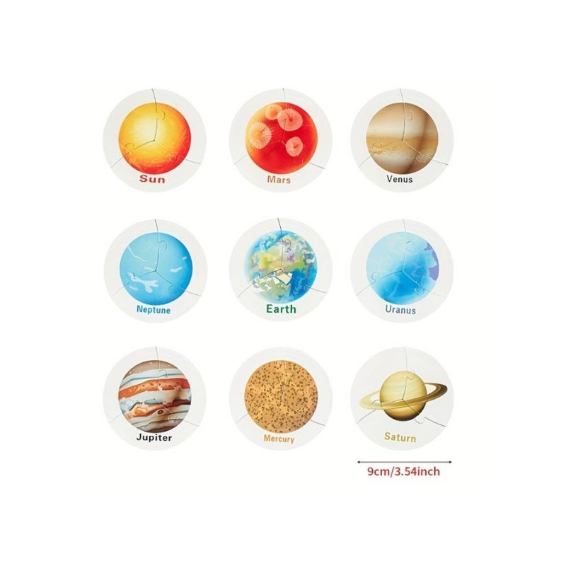 27PCS Wooden Solar Puzzle Toy Space System Themed for Preschool Learning Activities Planets Educational Toys Classroom Christmas Holiday Gift for Boys Girls - Image 5