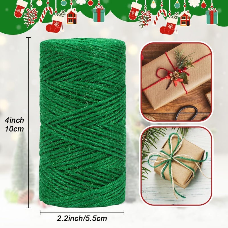 Vivifying Christmas Twine String, 328 Feet x 3 Rolls 2mm Red Green White Jute Twine for Gift Wrapping, Gardening, DIY Crafts, Packing - Image 3