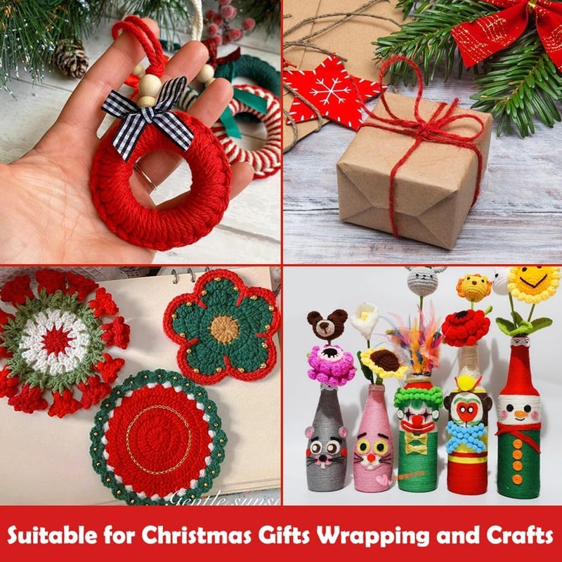 Vivifying Christmas Twine String, 328 Feet x 3 Rolls 2mm Red Green White Jute Twine for Gift Wrapping, Gardening, DIY Crafts, Packing - Image 4