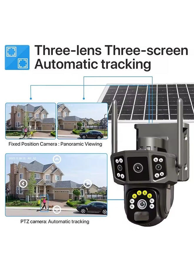 Solar Camera 4K Dual Lens 10X Outdoor Security Camera 4G sim Solar Cameras Surveillance Cameras Night Vision 2 Way Talk PIR Motion Sensor