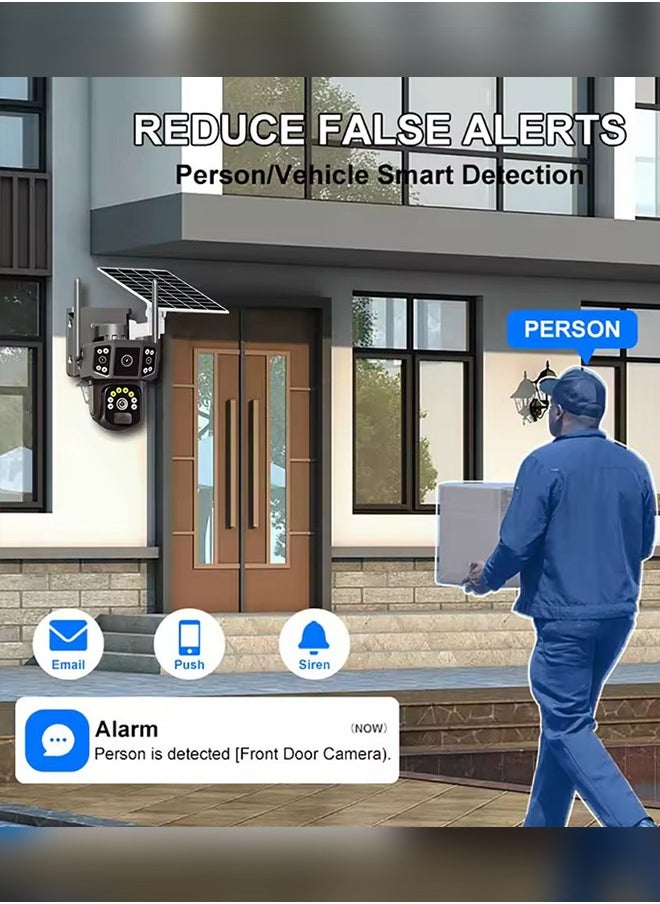 Solar Camera 4K Dual Lens 10X Outdoor Security Camera 4G sim Solar Cameras Surveillance Cameras Night Vision 2 Way Talk PIR Motion Sensor