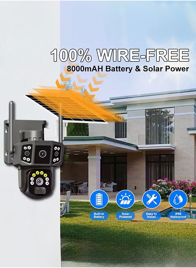 Solar Camera 4K Dual Lens 10X Outdoor Security Camera 4G sim Solar Cameras Surveillance Cameras Night Vision 2 Way Talk PIR Motion Sensor