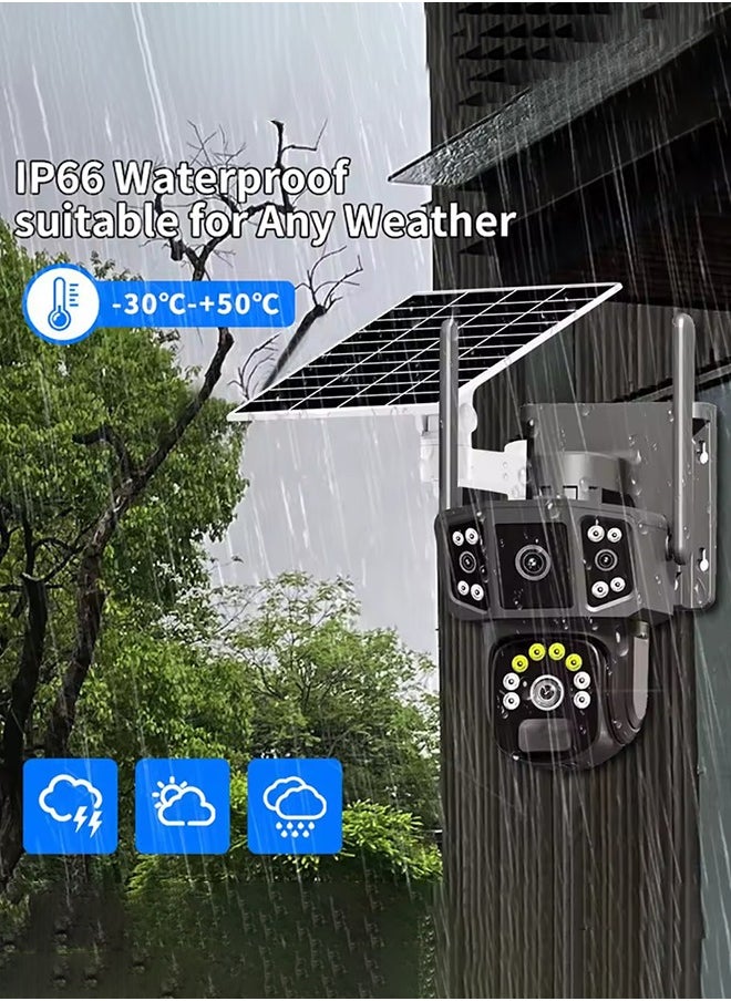 Solar Camera 4K Dual Lens 10X Outdoor Security Camera 4G sim Solar Cameras Surveillance Cameras Night Vision 2 Way Talk PIR Motion Sensor