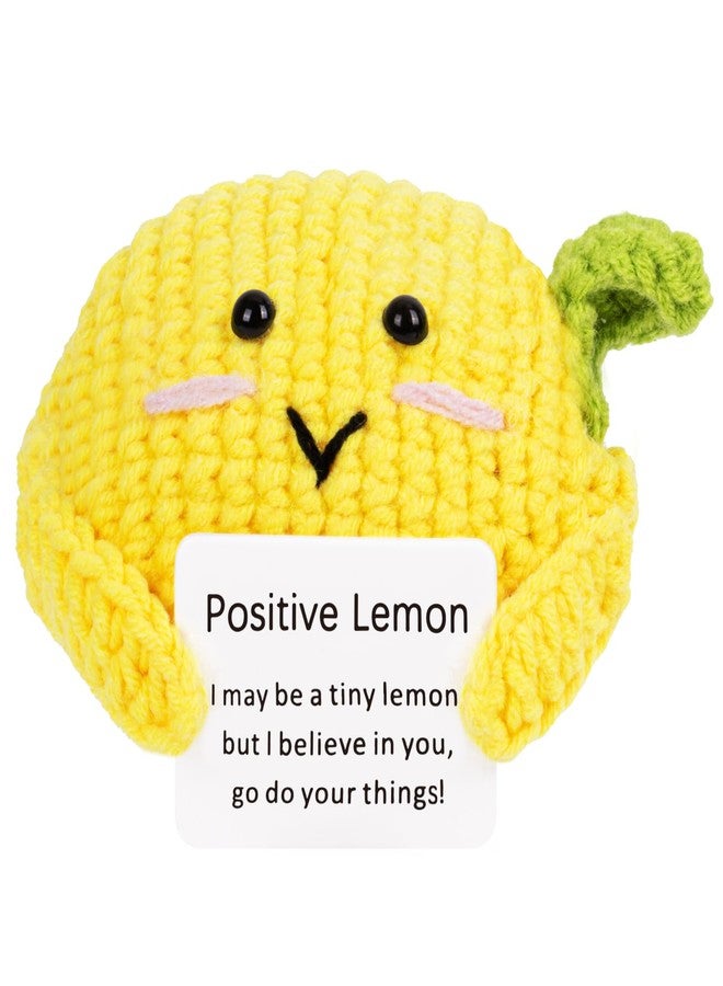 FreeNFond Positive Lemon, Funny Crochet Potato Partner with Positive Card, Cute Wool Knitted Lemon for Best Friend Encouragement Birthday Gifts - Image 1