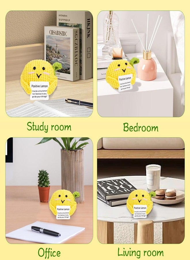 FreeNFond Positive Lemon, Funny Crochet Potato Partner with Positive Card, Cute Wool Knitted Lemon for Best Friend Encouragement Birthday Gifts - Image 5