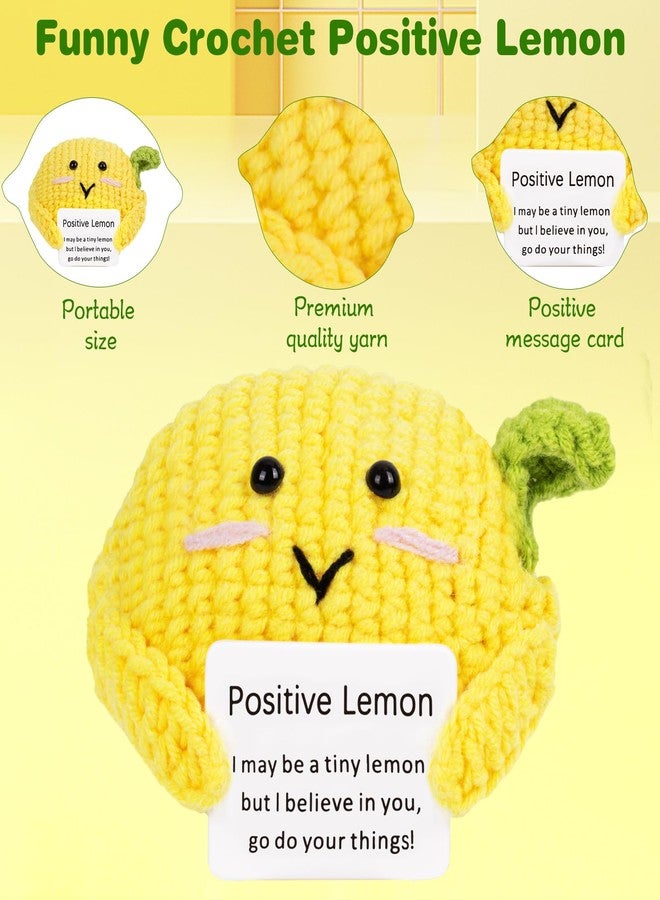 FreeNFond Positive Lemon, Funny Crochet Potato Partner with Positive Card, Cute Wool Knitted Lemon for Best Friend Encouragement Birthday Gifts - Image 3