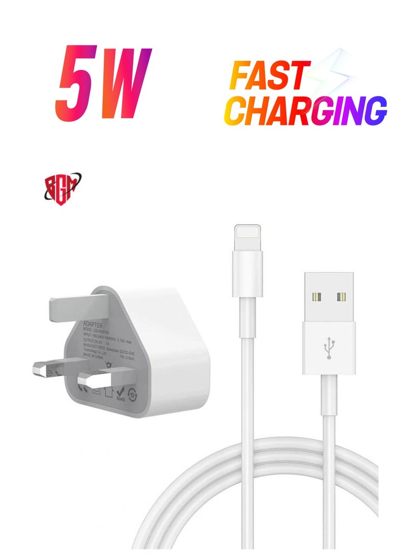 BGM 5V 1A Power Adapter Supply, USB Charger Cable and Plug Compatible for i Phone 5S, 6, 6S, 6 Plus, 6S Plus, 7, 7 Plus, 8, 8 Plus, XS, X, XS Max, 11, XR, i Pod Touch 5G Power Cord  - Image 1