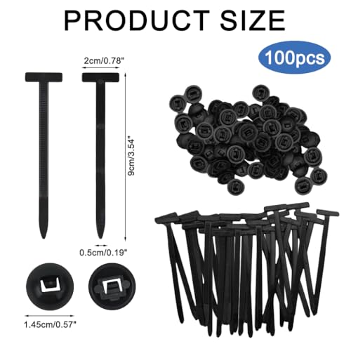 STHIRA® 100Pcs Nylon Self Locking Cable Tie Automotive Panel Retainer Ties T-Type Push Mount Zip Tie For Securing Cables Heavy Duty Strong Wire Fastener Universal Cable Tie - Image 4