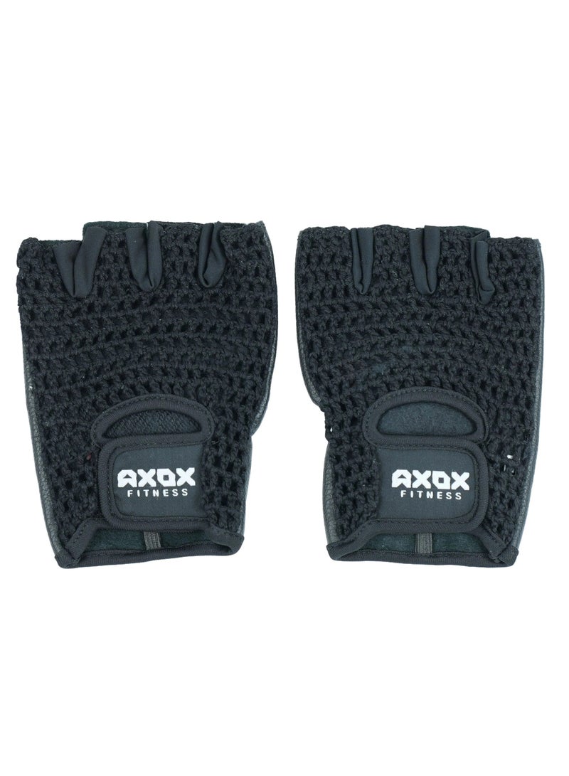 AXOX Fitness Leather Fitness Gloves | Black Medium Size - Image 1