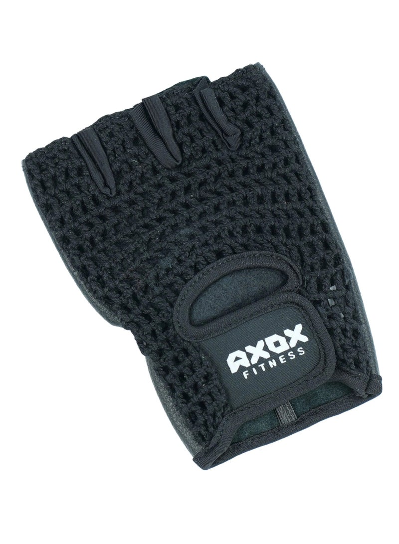 AXOX Fitness Leather Fitness Gloves | Black Medium Size - Image 3